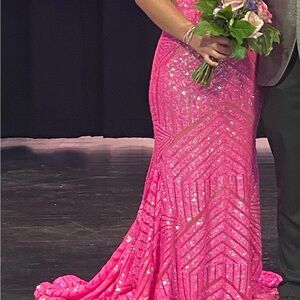 Jovani Pink Sequin Prom Dress